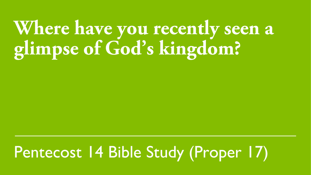 Where have you recently seen a glimpse of God's kingdom?
