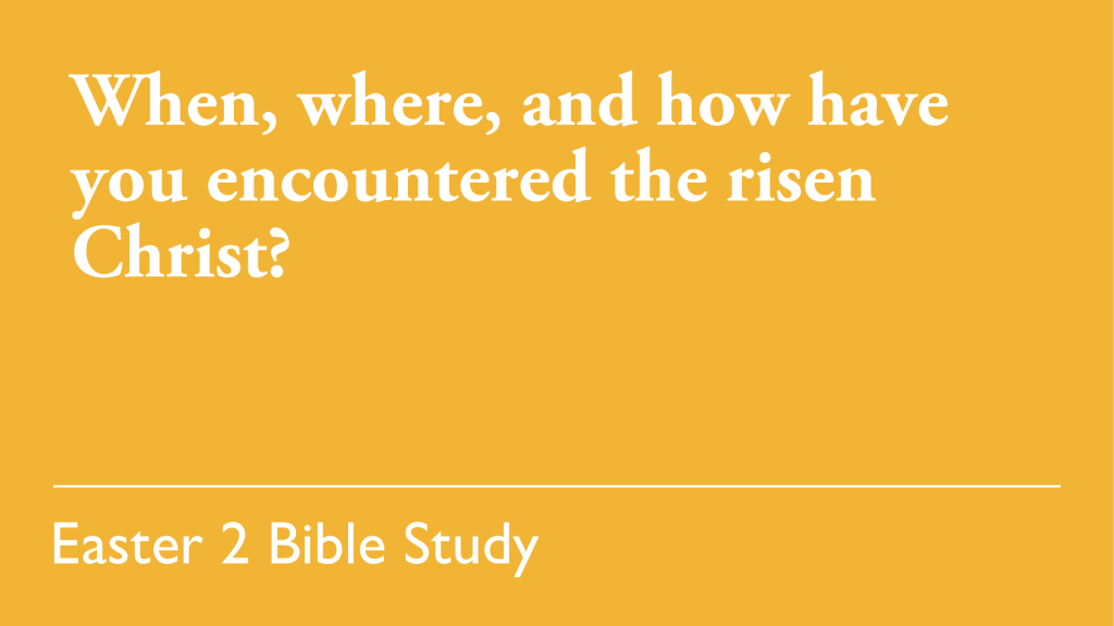 When, where, and how have you encountered the risen Christ?