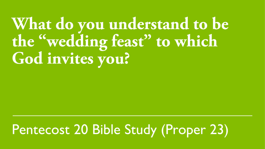 What do you understand to be the "wedding feast" to which god invites you?