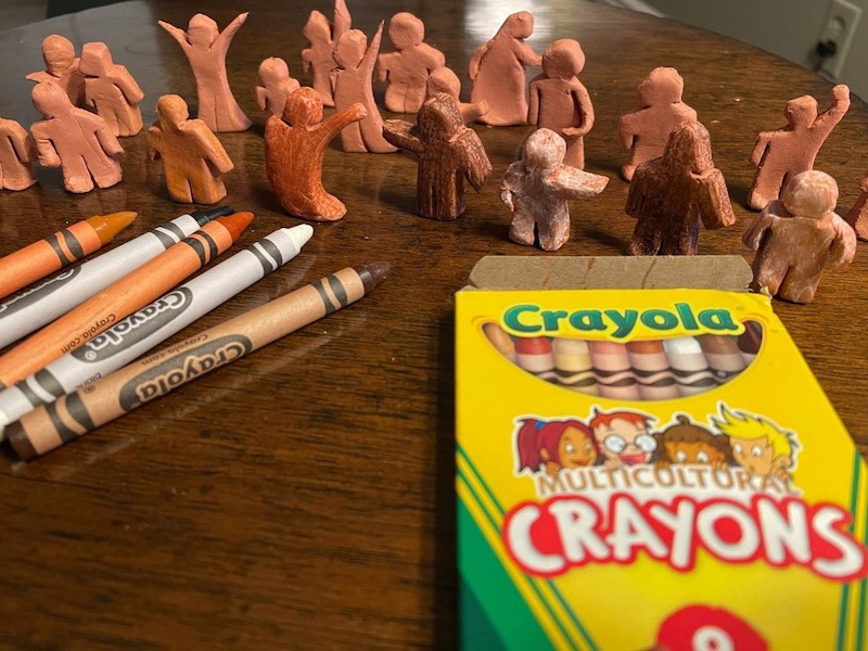 Crayons and figurines
